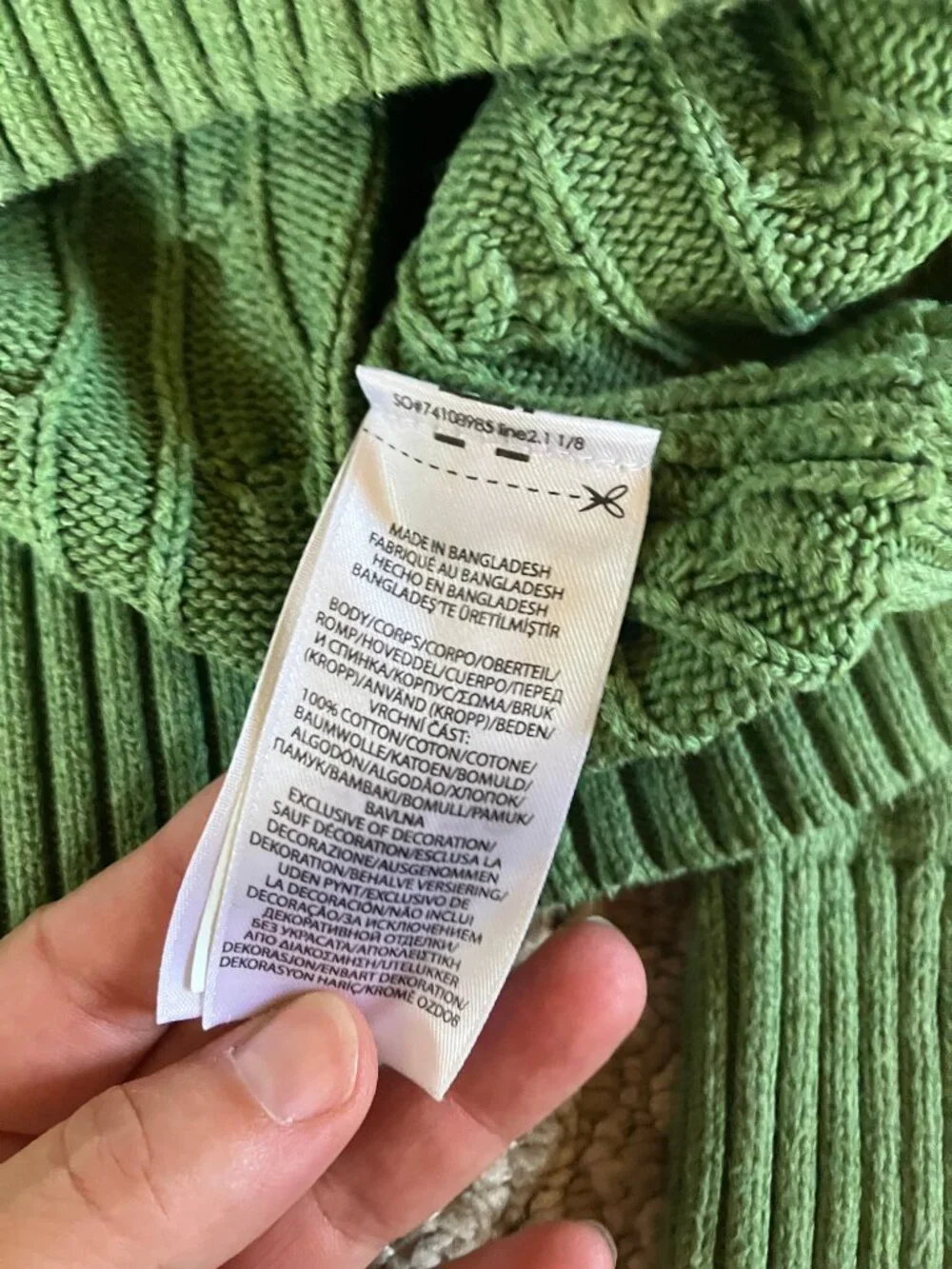 Polo Ralph Lauren Boys Green Cable Knit Sweater L (14-16) 100% Cotton